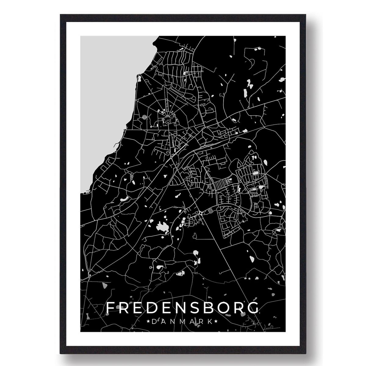 Fredensborg by plakat - sort (Størrelse: L - 50x70cm (B2))