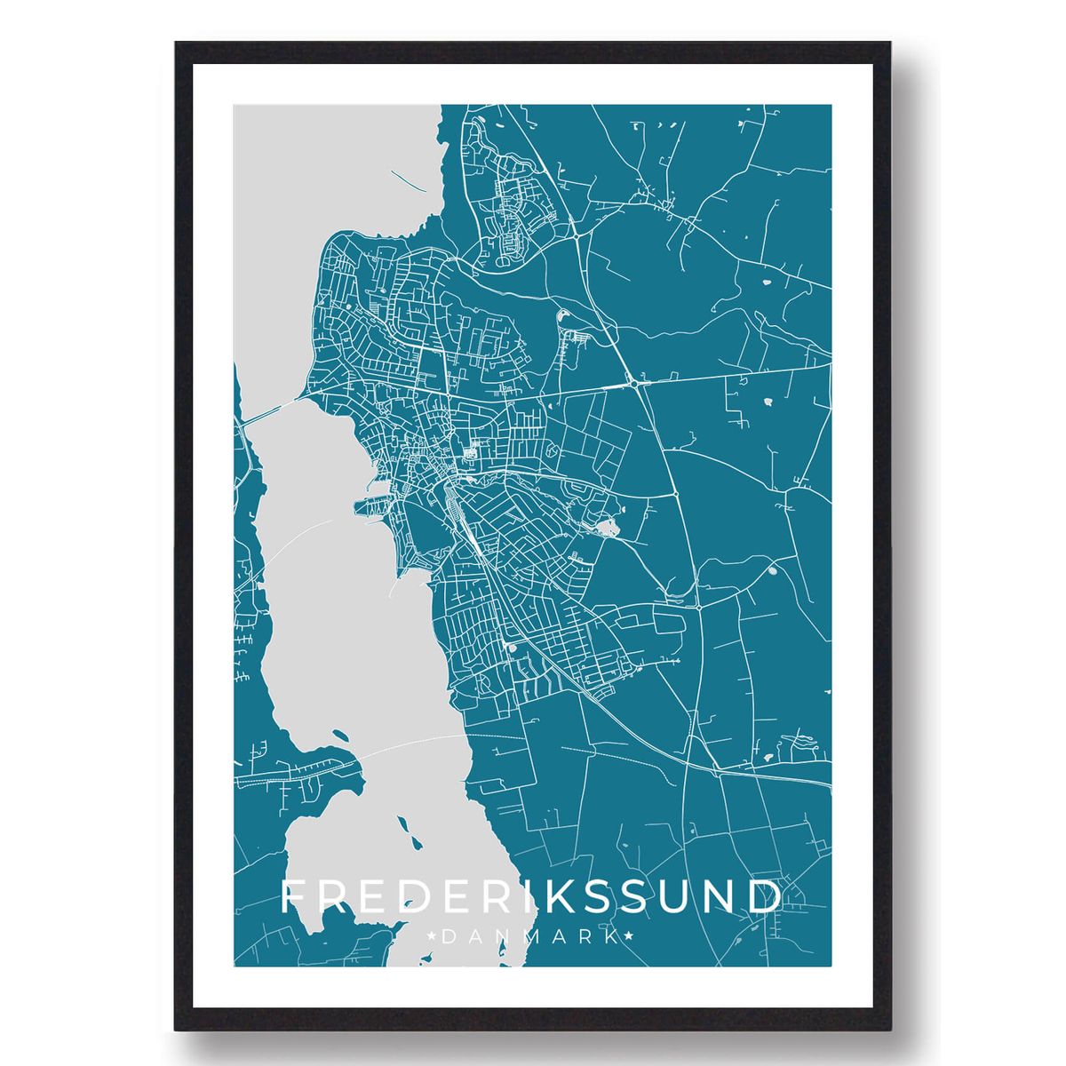 Frederikssund by plakat - blå (Størrelse: L - 50x70cm (B2))