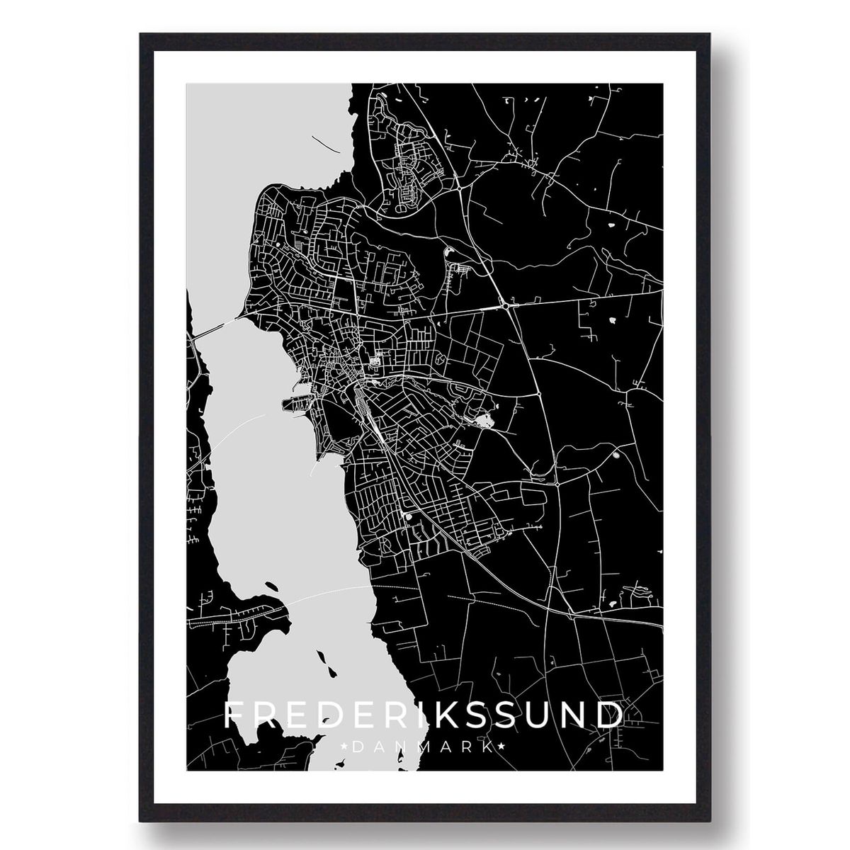 Frederikssund by plakat - sort (Størrelse: L - 50x70cm (B2))