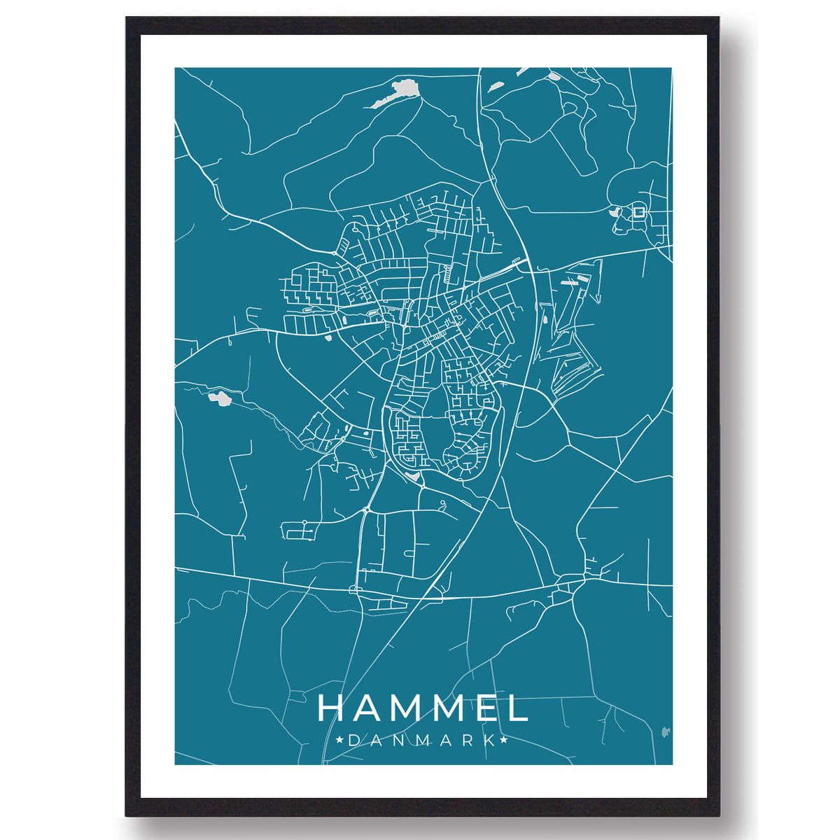 Hammel by plakat - blå (Størrelse: L - 50x70cm (B2))