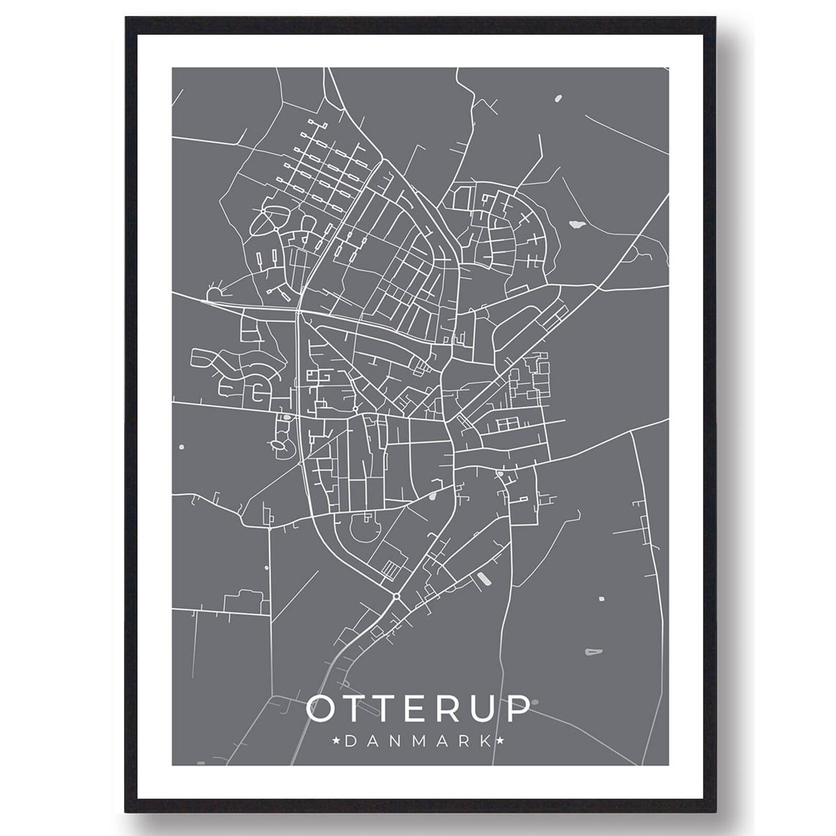 Otterup by plakat - grå (Størrelse: L - 50x70cm (B2))