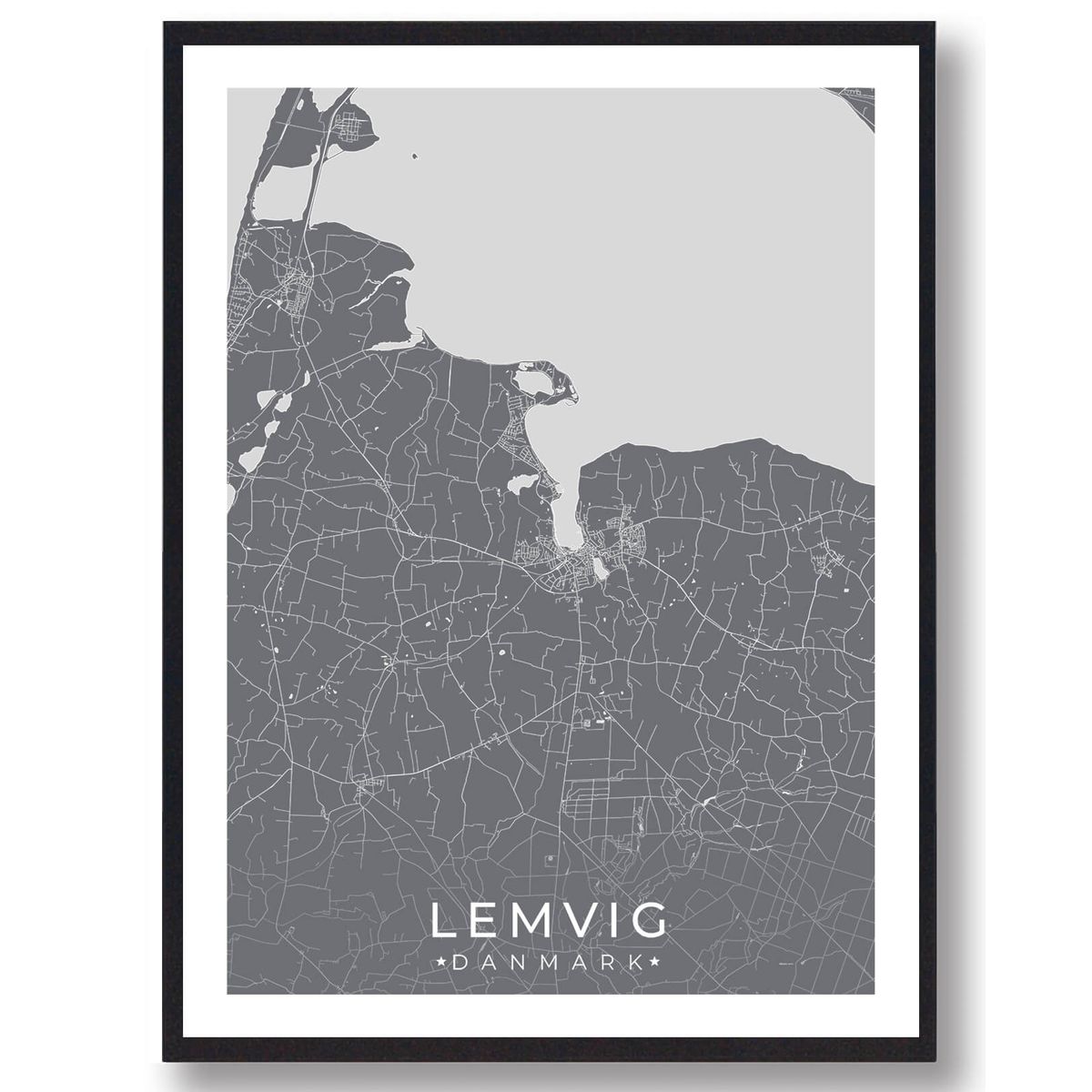 Lemvig by plakat - grå (Størrelse: L - 50x70cm (B2))