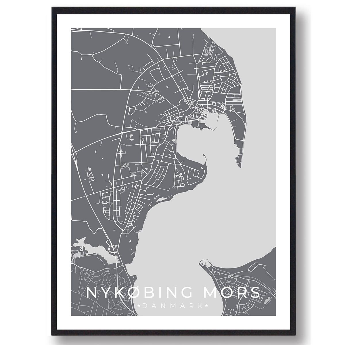 Nykøbing Mors plakat - grå (Størrelse: L - 50x70cm (B2))