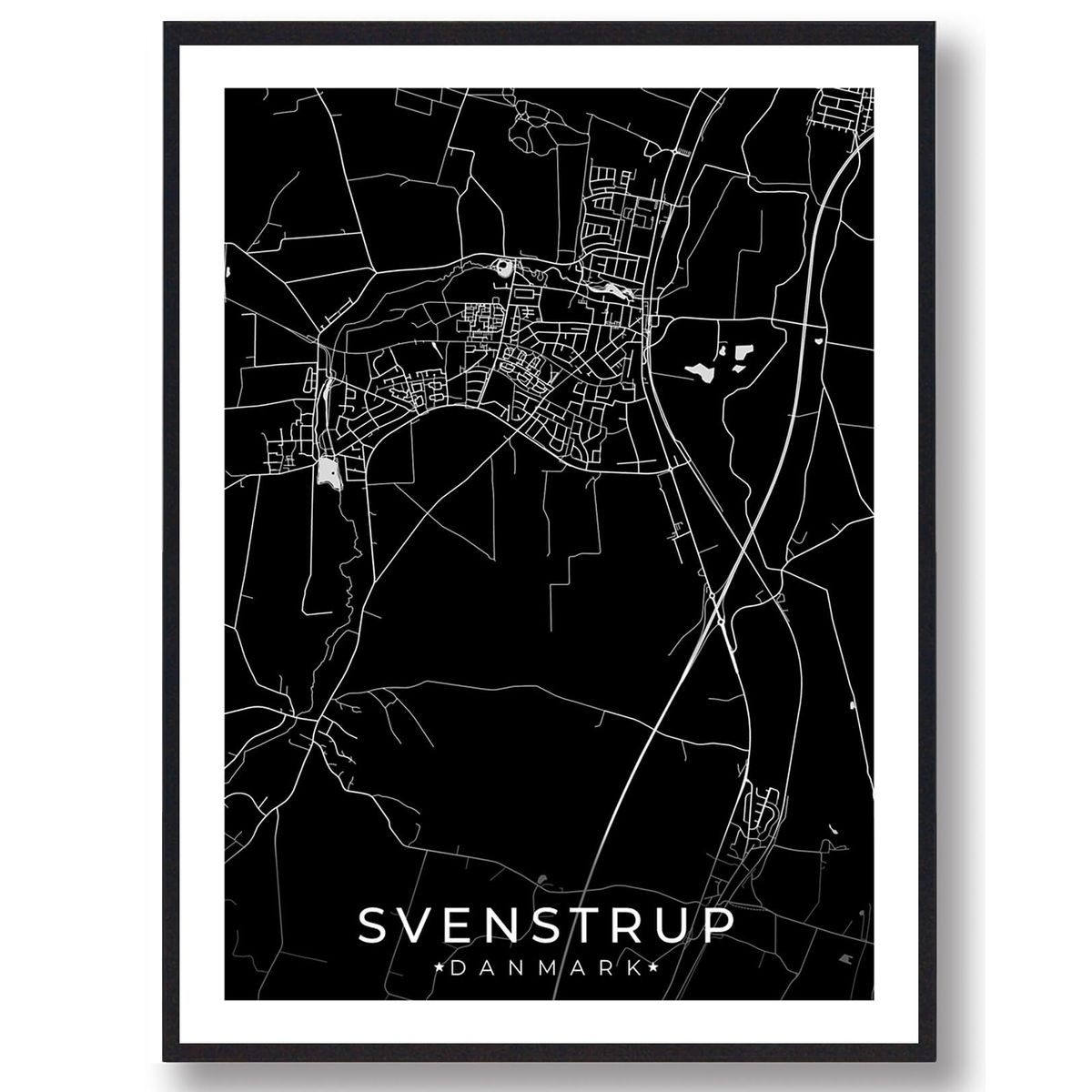 Svenstrup by plakat - sort (Størrelse: L - 50x70cm (B2))