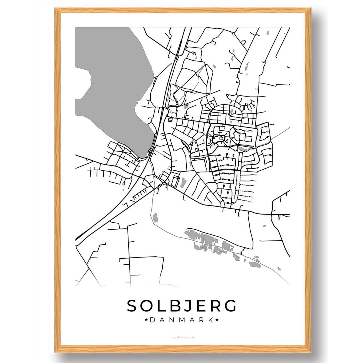 Solbjerg by plakat - hvid (Størrelse: L - 50x70cm (B2))