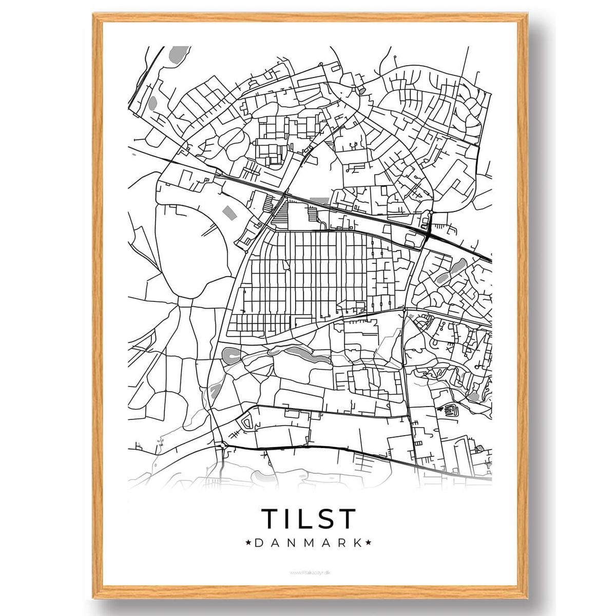 Tilst by plakat - hvid (Størrelse: L - 50x70cm (B2))