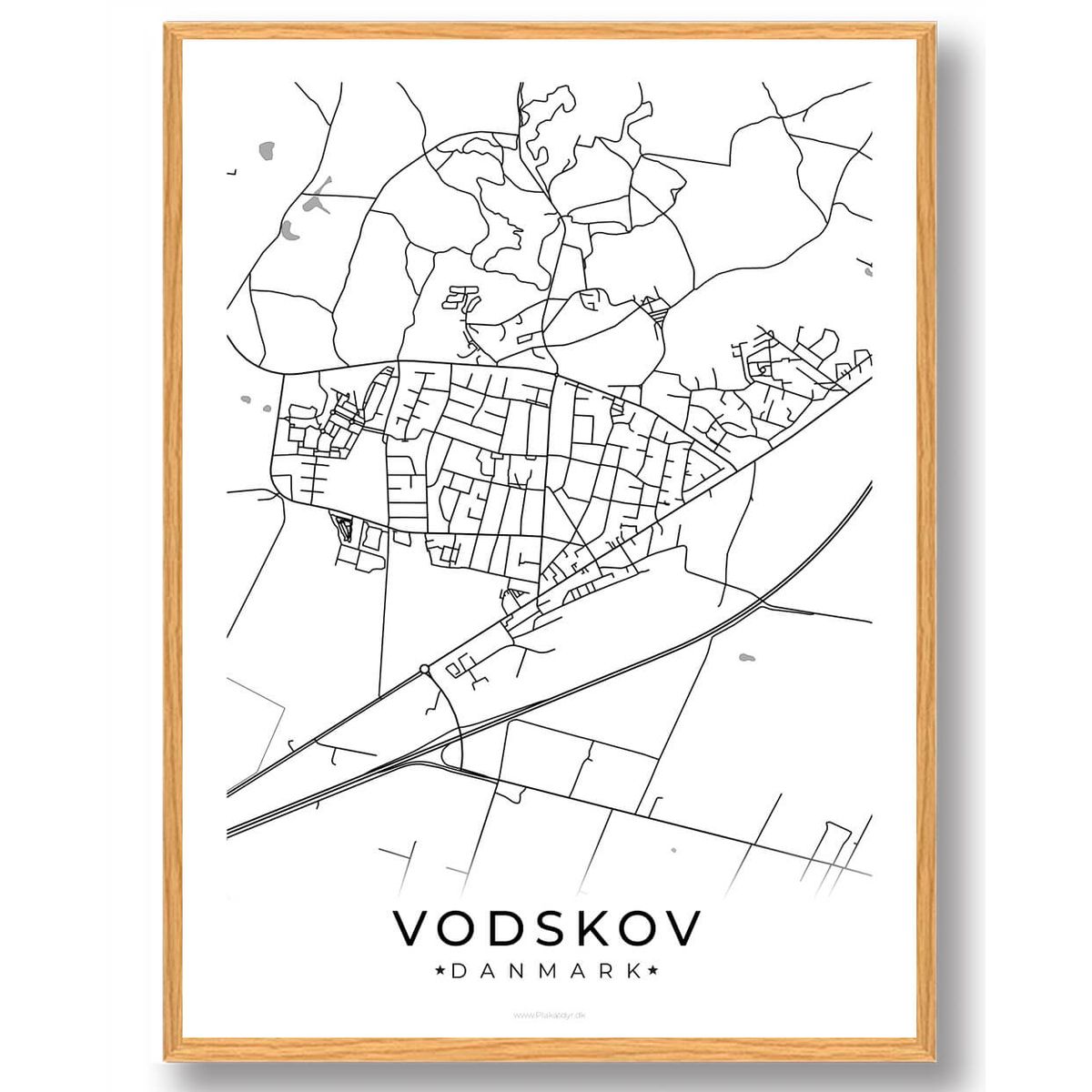 Vodskov by plakat - hvid (Størrelse: L - 50x70cm (B2))