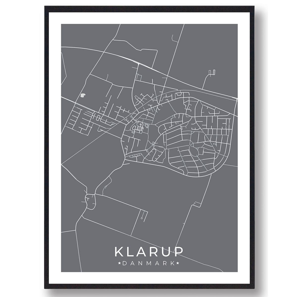 Klarup by plakat - grå (Størrelse: L - 50x70cm (B2))