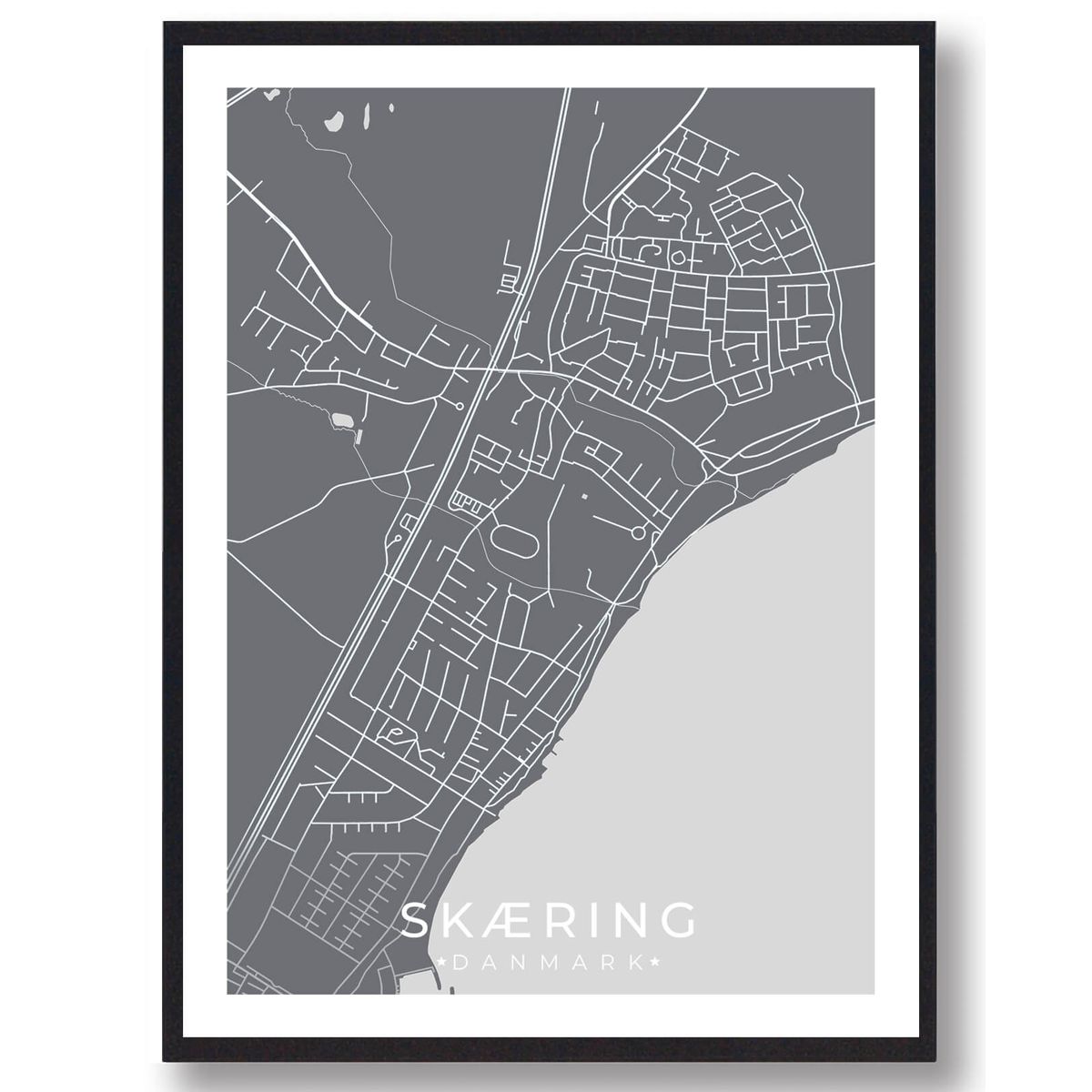 Skæring by plakat - grå (Størrelse: L - 50x70cm (B2))