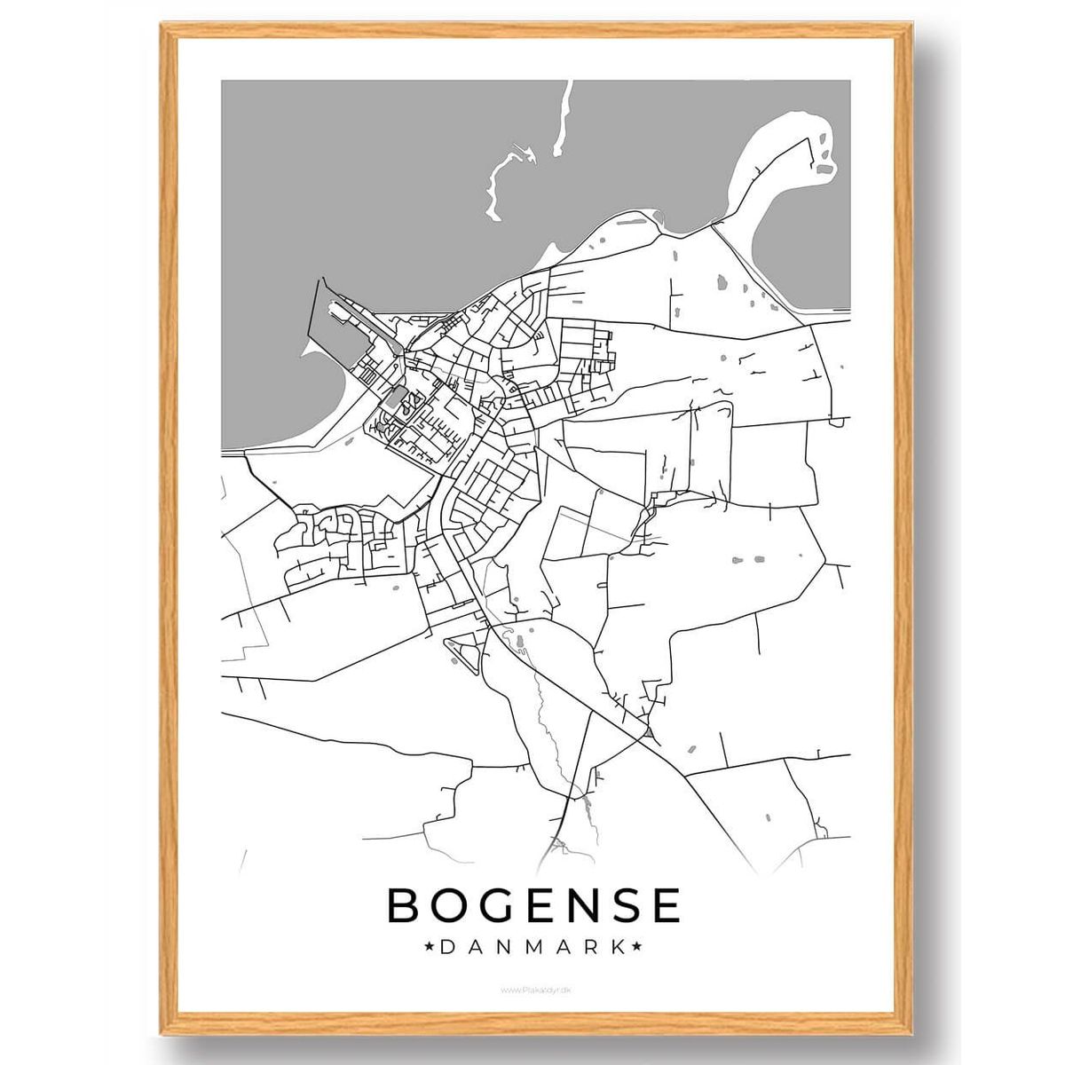 Bogense by plakat - hvid (Størrelse: L - 50x70cm (B2))