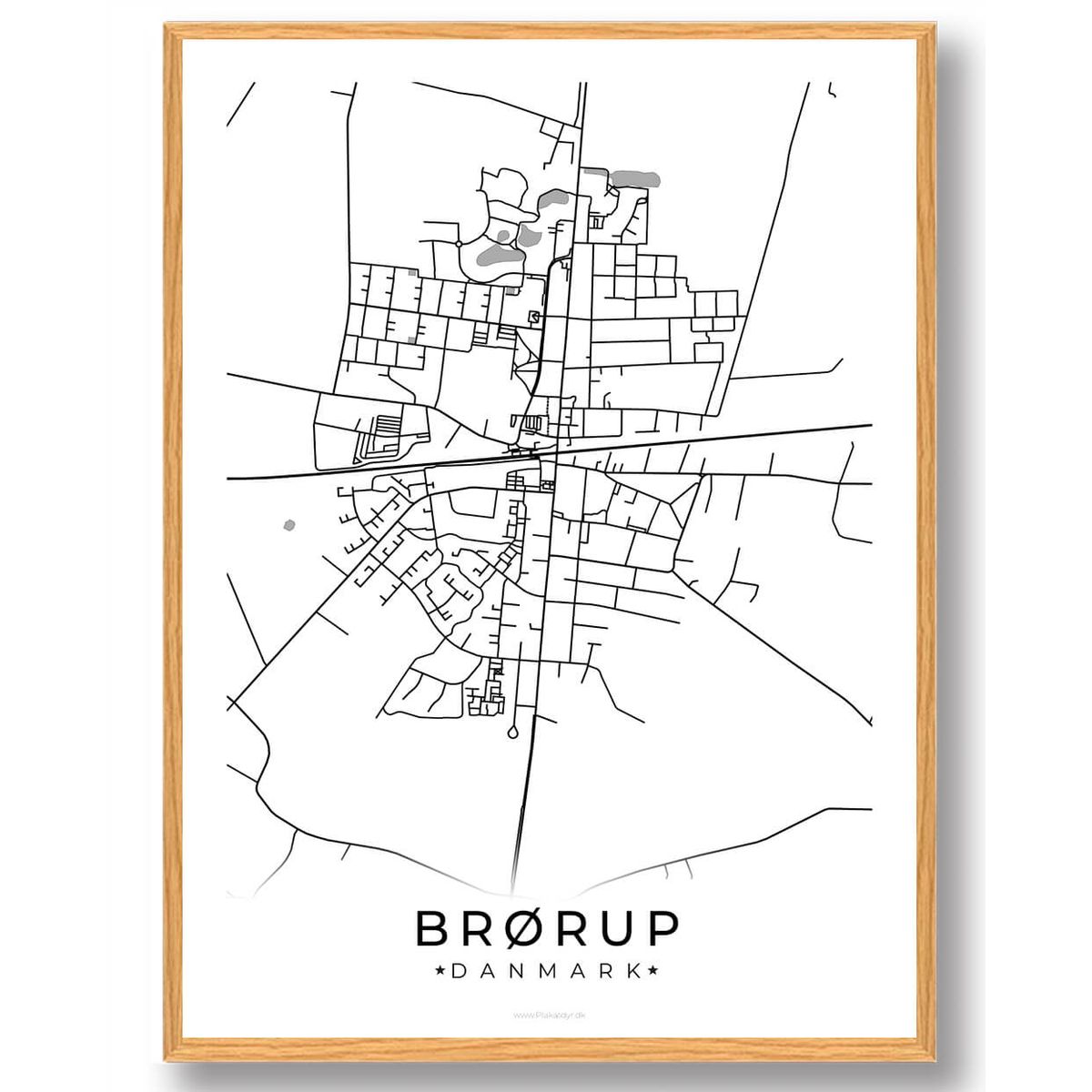 Brørup by plakat - hvid (Størrelse: L - 50x70cm (B2))