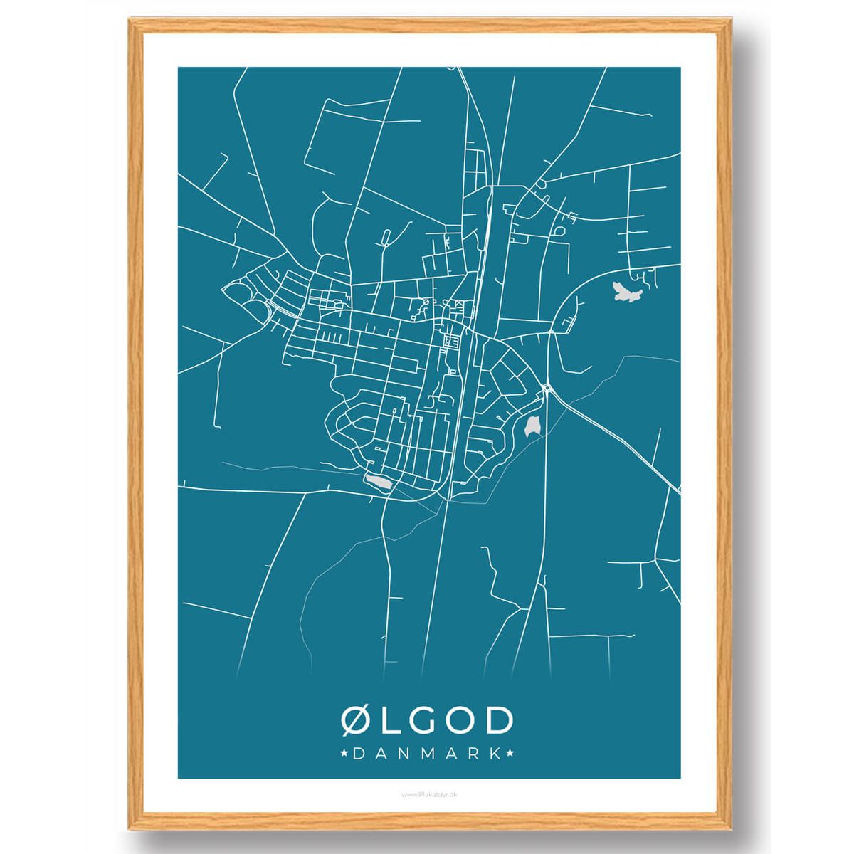 Ølgod by plakat - blå (Størrelse: L - 50x70cm (B2))