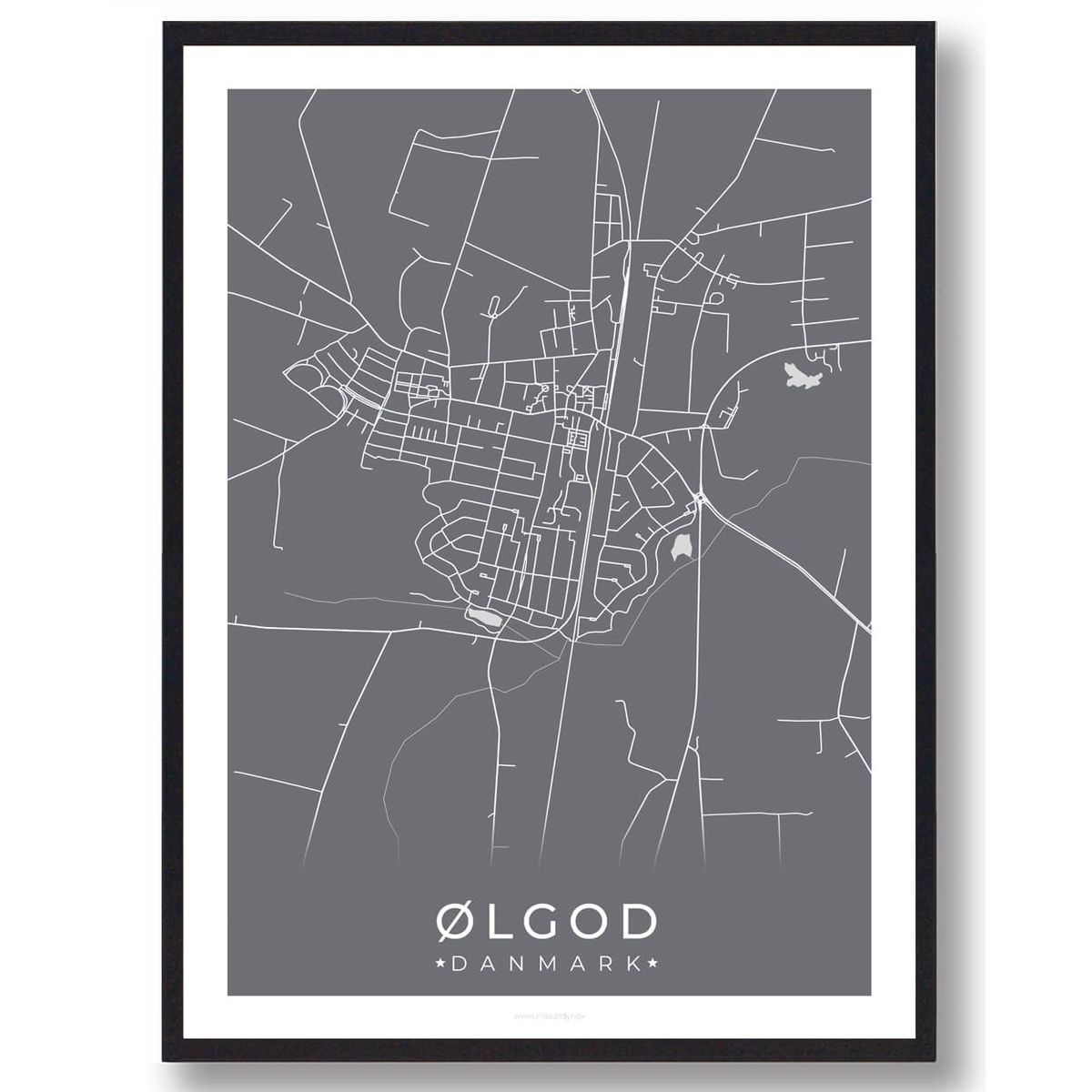 Ølgod by plakat - grå (Størrelse: L - 50x70cm (B2))