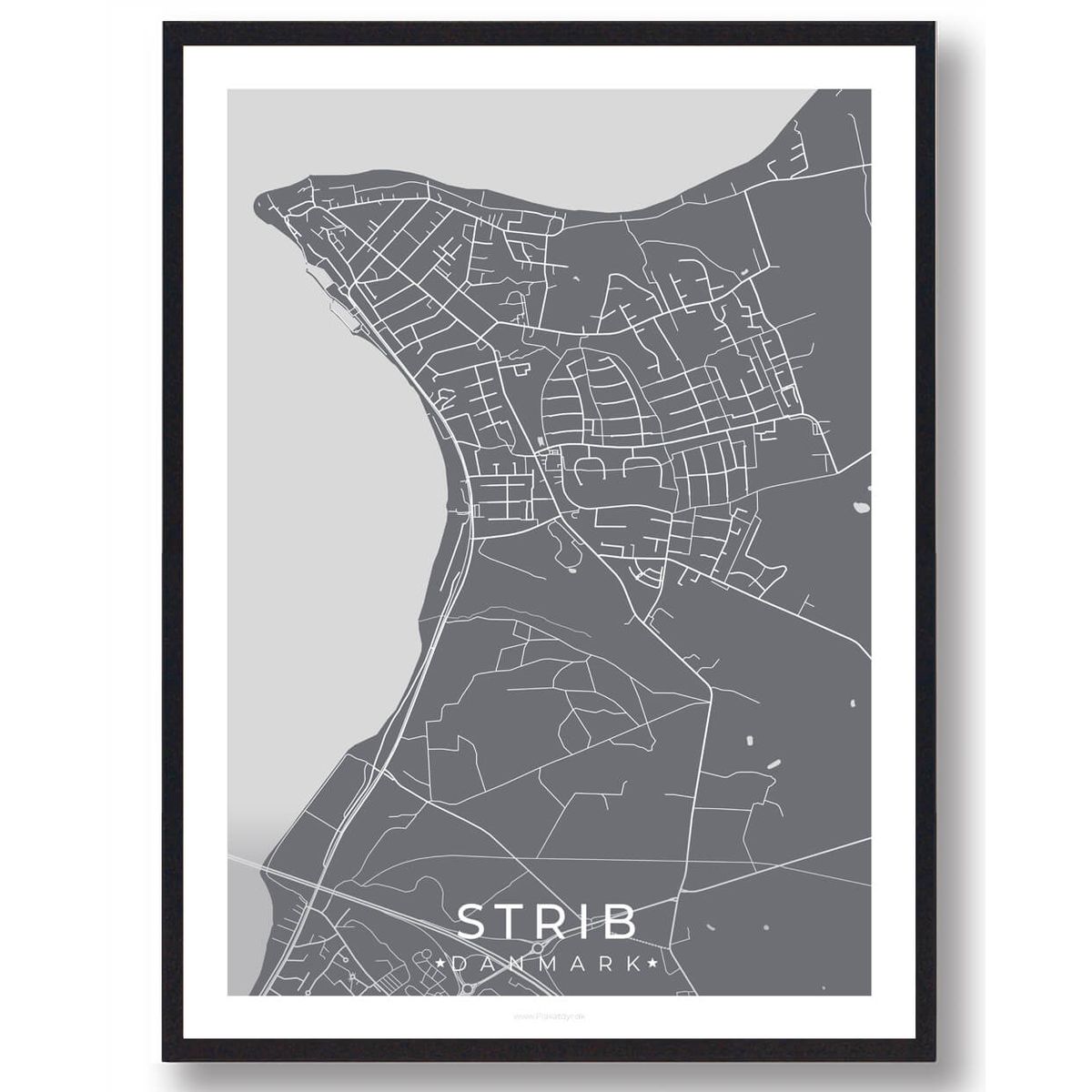 Strib by plakat - grå (Størrelse: L - 50x70cm (B2))