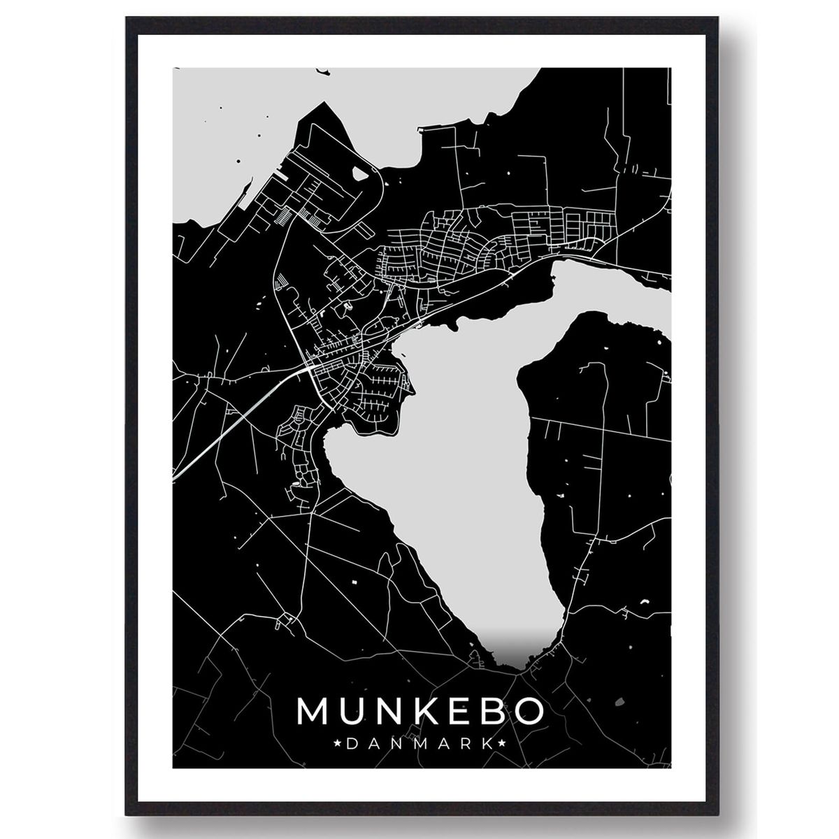 Munkebo by plakat - sort (Størrelse: L - 50x70cm (B2))