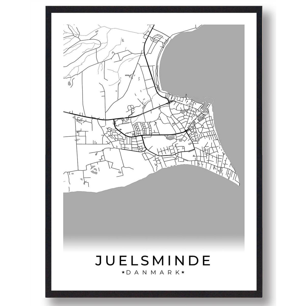 Juelsminde by plakat - hvid (Størrelse: L - 50x70cm (B2))