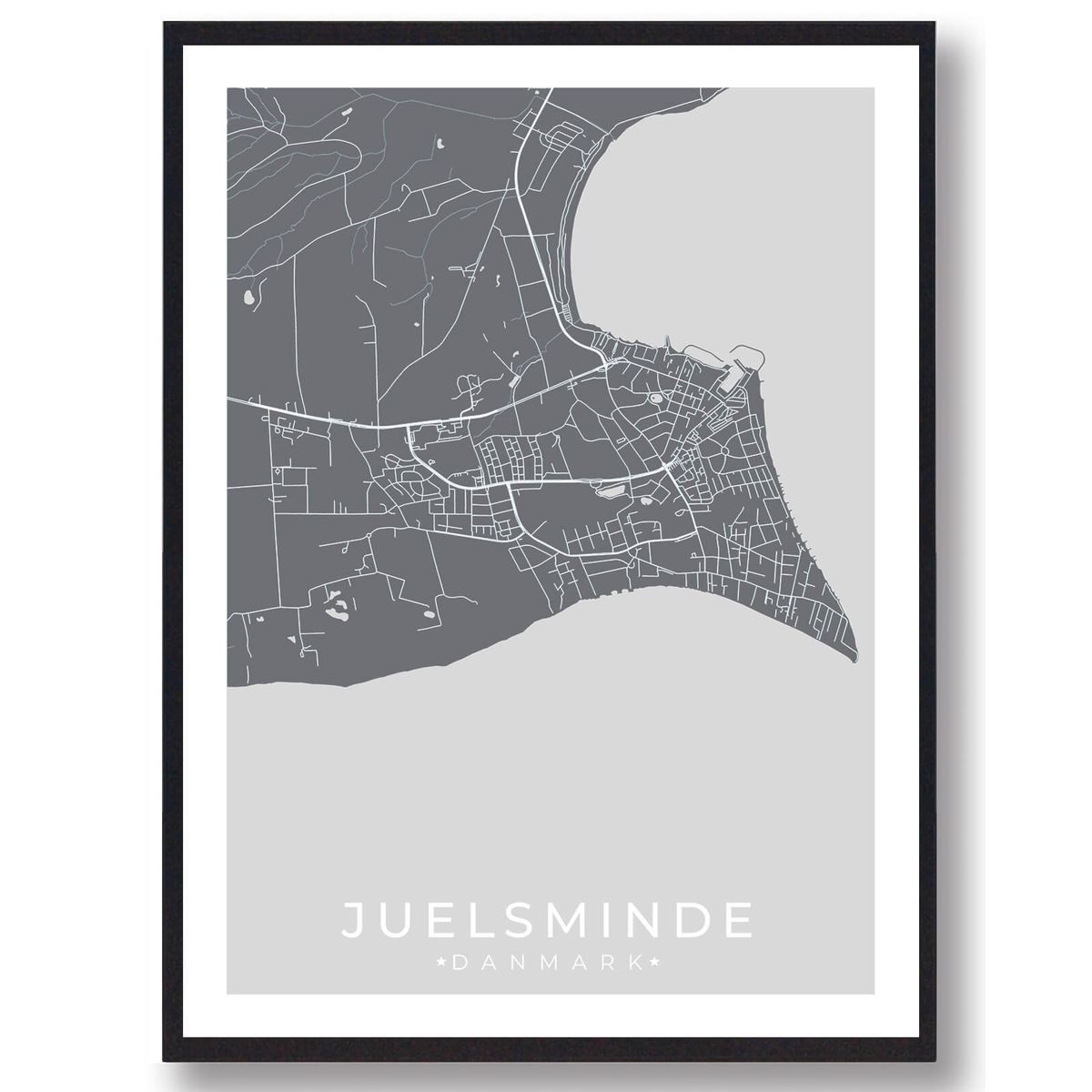 Juelsminde by plakat - grå (Størrelse: L - 50x70cm (B2))