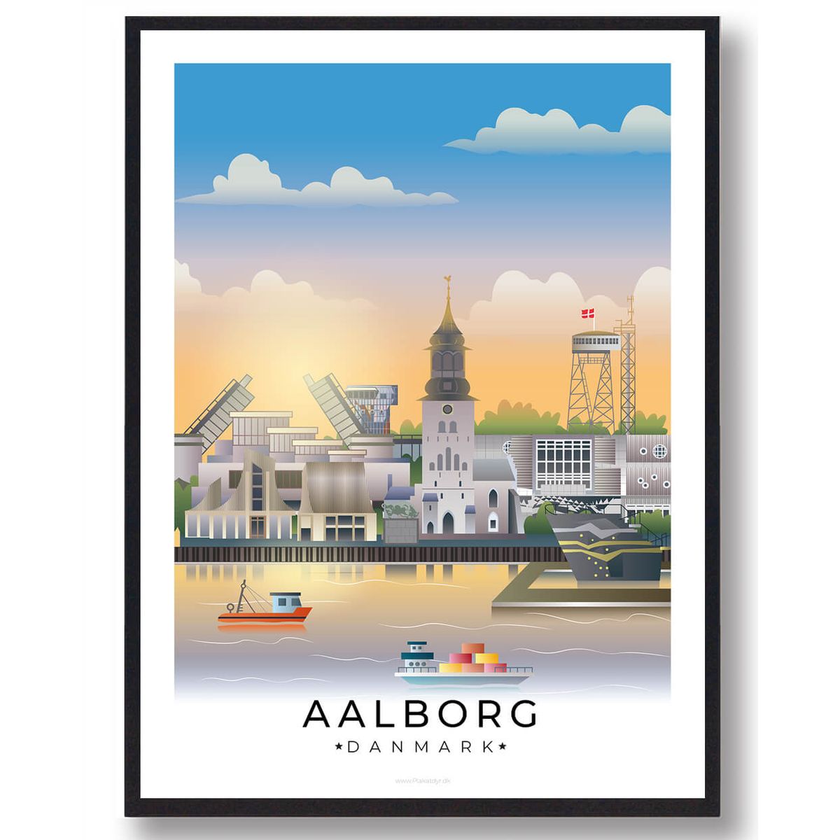 Aalborg plakat med hvid kant (RESTPARTI) (Størrelse: L - 50x70cm (B2))