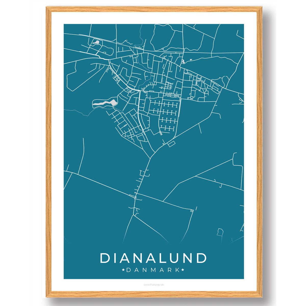 Dianalund by plakat - blå (Størrelse: L - 50x70cm (B2))