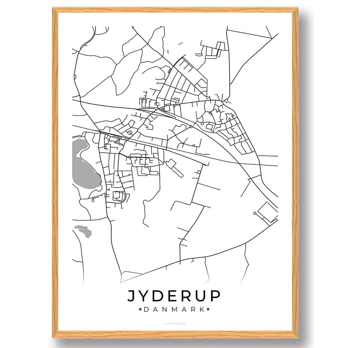 Jyderup by plakat - hvid (Størrelse: L - 50x70cm (B2))