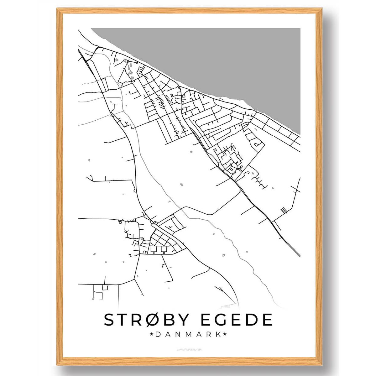 Strøby Egede by plakat - hvid (Størrelse: L - 50x70cm (B2))