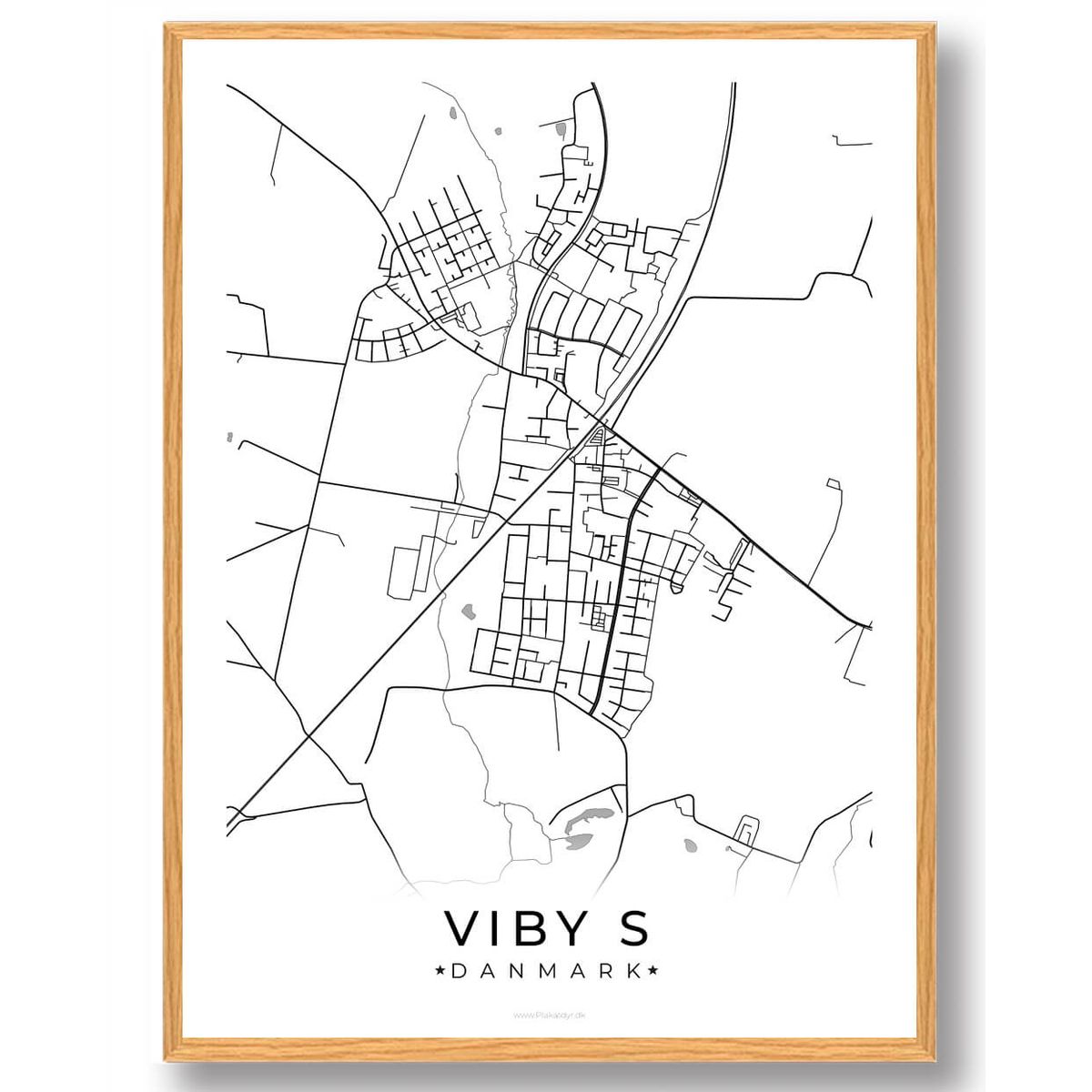 Viby S by plakat - hvid (Størrelse: L - 50x70cm (B2))