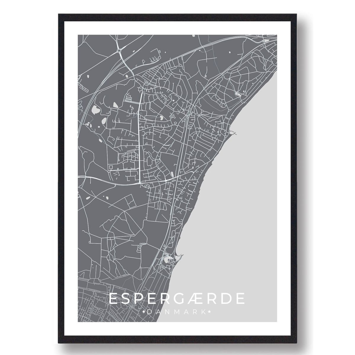 Espergærde by plakat - grå (Størrelse: L - 50x70cm (B2))