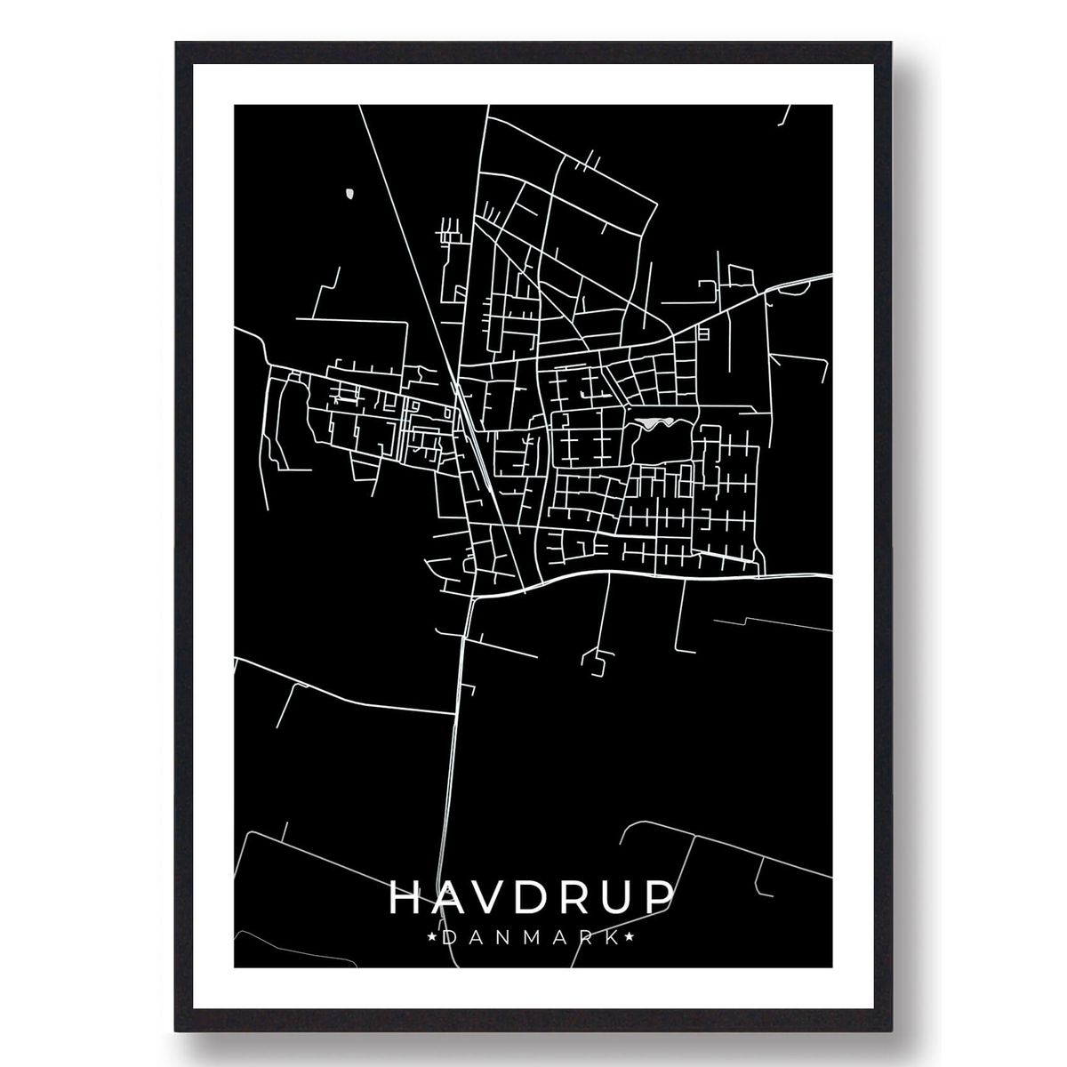 Havdrup by plakat - sort (Størrelse: L - 50x70cm (B2))