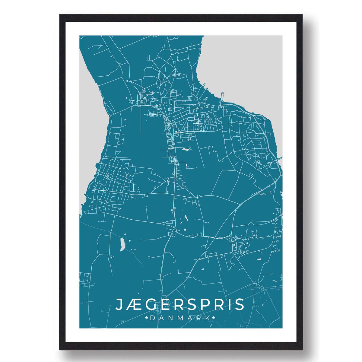 Jægerspris by plakat - blå (Størrelse: L - 50x70cm (B2))