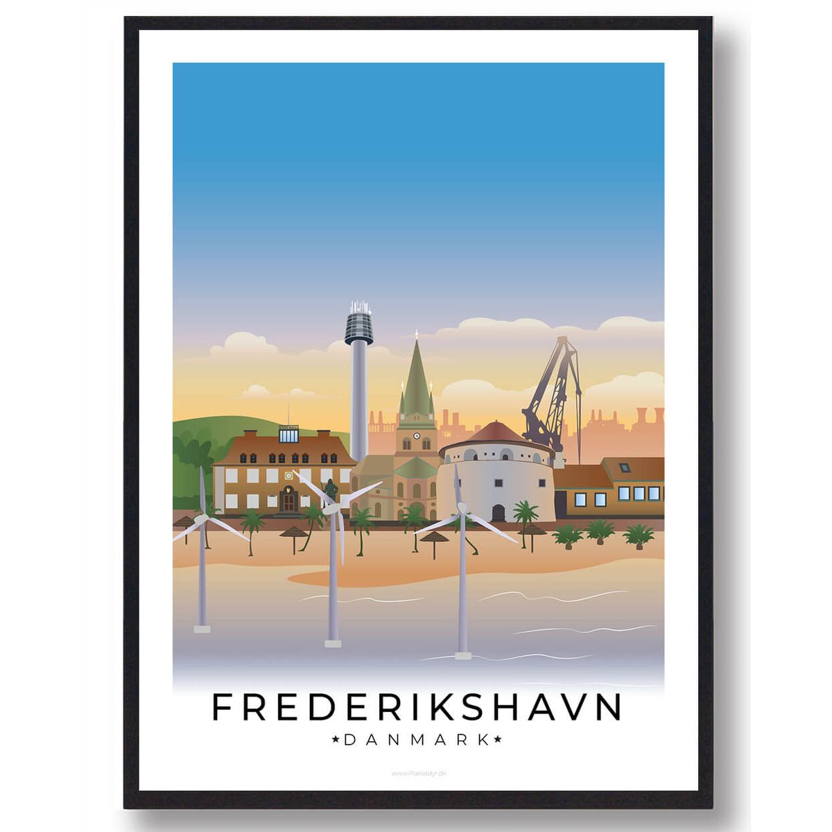 Frederikshavn plakat med hvid kant (RESTPARTI) (Størrelse: M - 30x40cm)