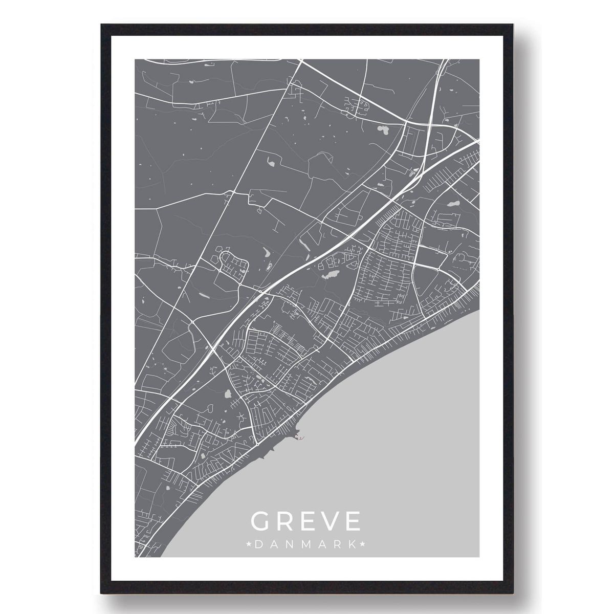 Greve by plakat - grå (Størrelse: L - 50x70cm (B2))