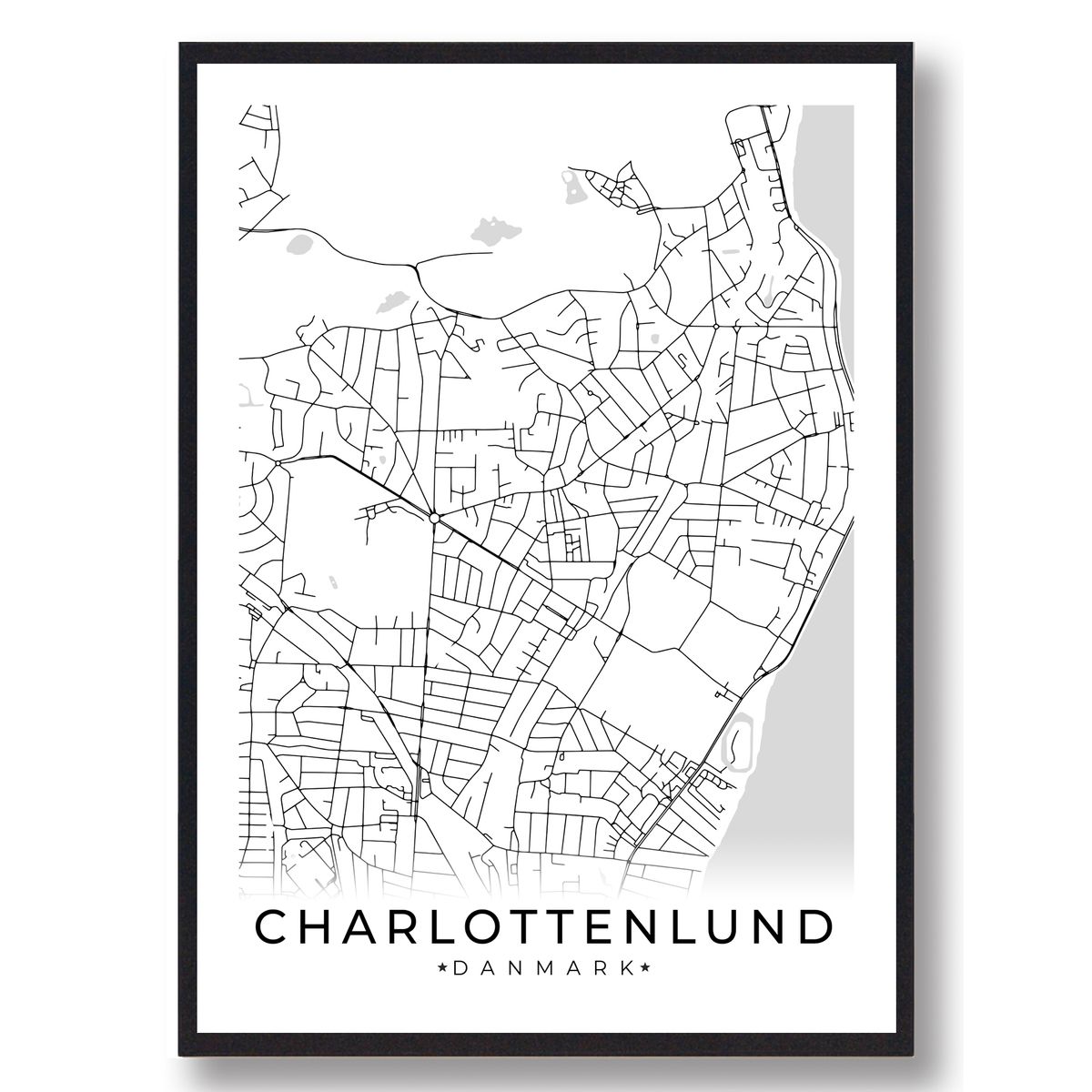 Charlottenlund by plakat - hvid (Størrelse: L - 50x70cm (B2))