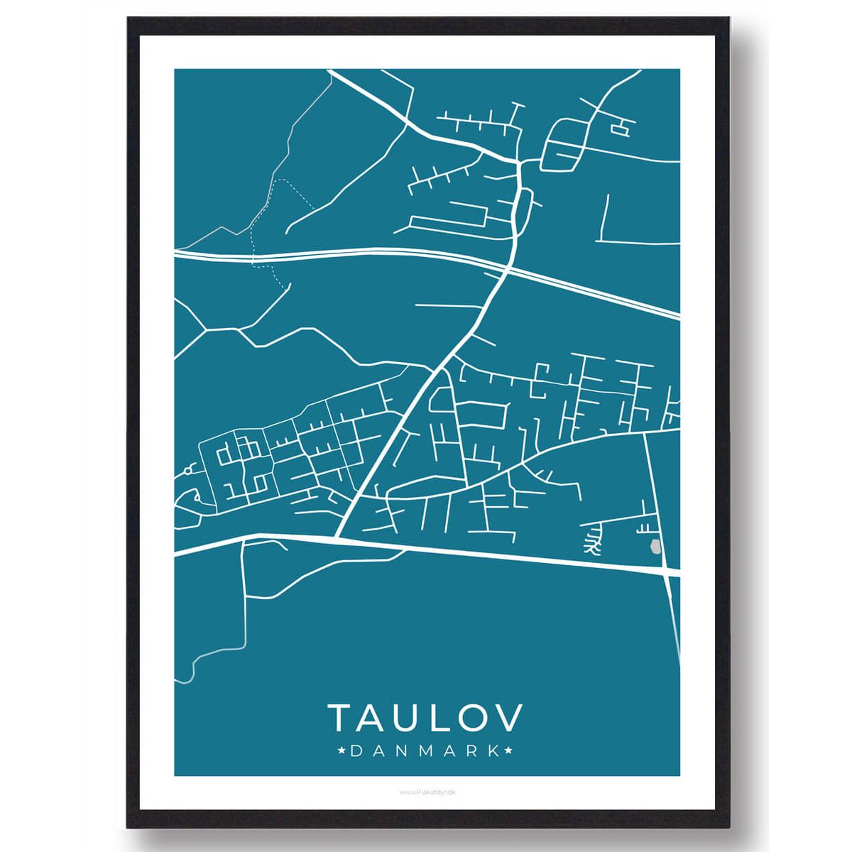 Taulov by plakat - blå (Størrelse: L - 50x70cm (B2))