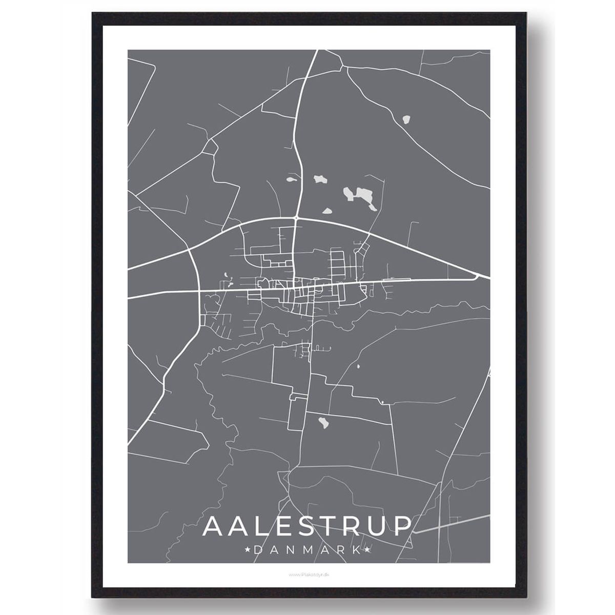 Aalestrup by plakat - grå (Størrelse: L - 50x70cm (B2))