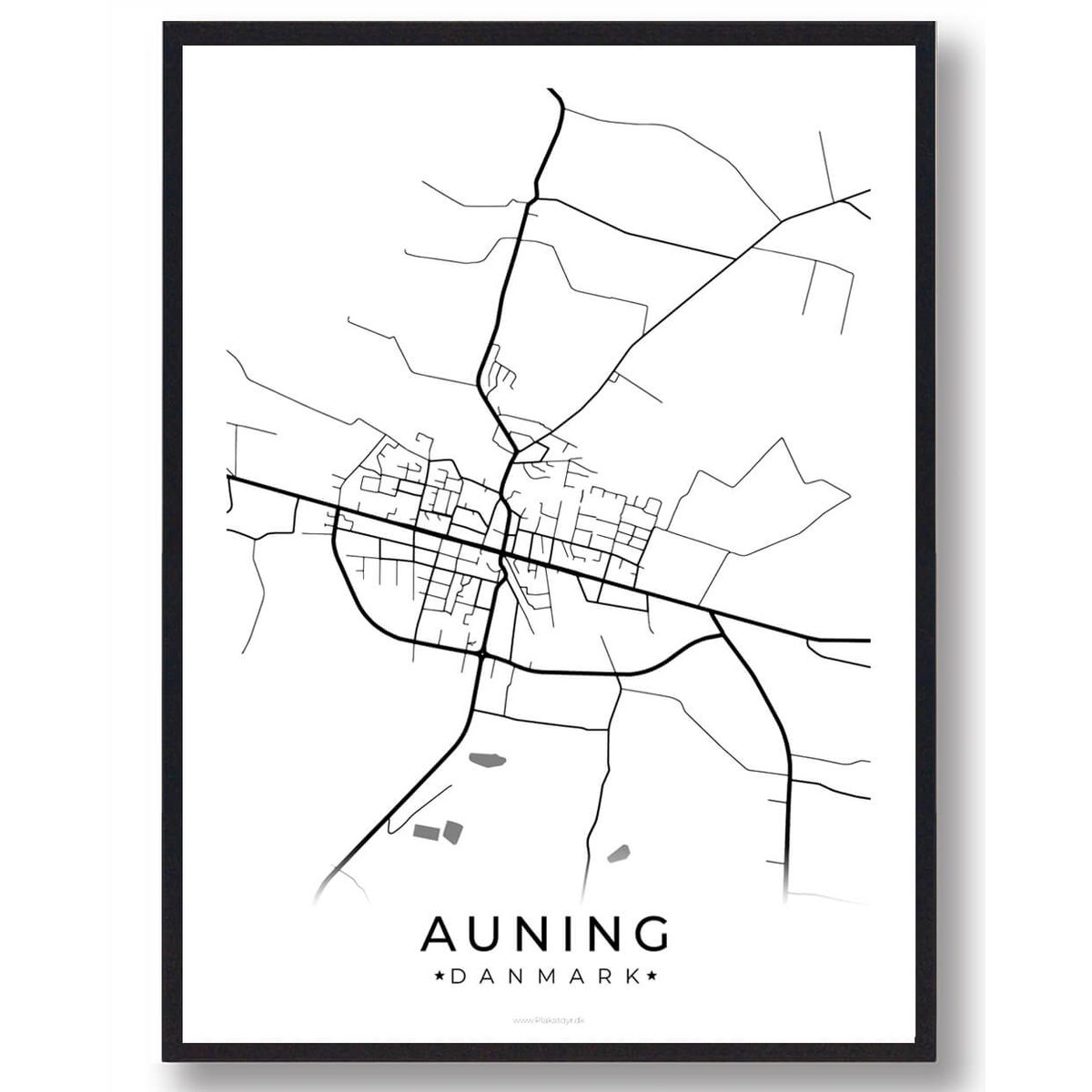 Auning by plakat - hvid (Størrelse: L - 50x70cm (B2))