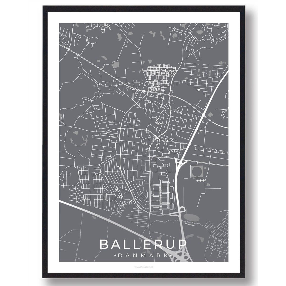 Ballerup by plakat - grå (Størrelse: L - 50x70cm (B2))