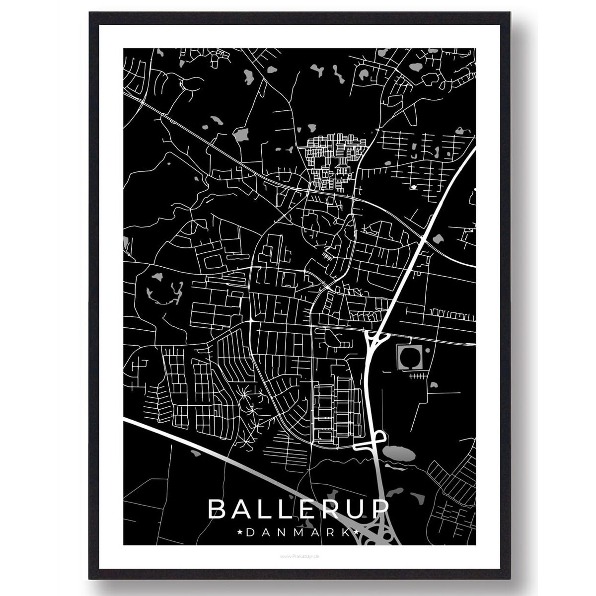 Ballerup by plakat - sort (Størrelse: L - 50x70cm (B2))