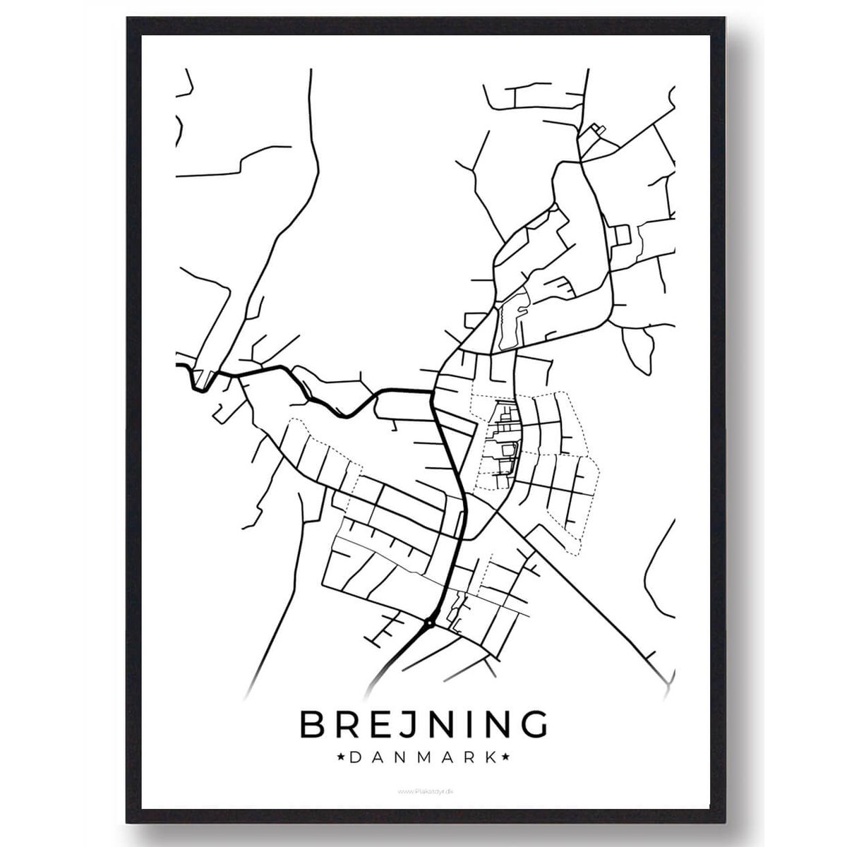 Brejning by plakat - hvid (Størrelse: L - 50x70cm (B2))