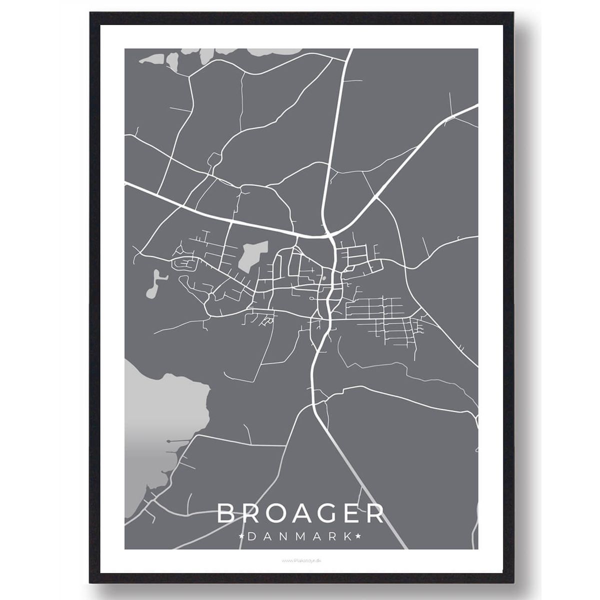 Broager by plakat - grå (Størrelse: L - 50x70cm (B2))