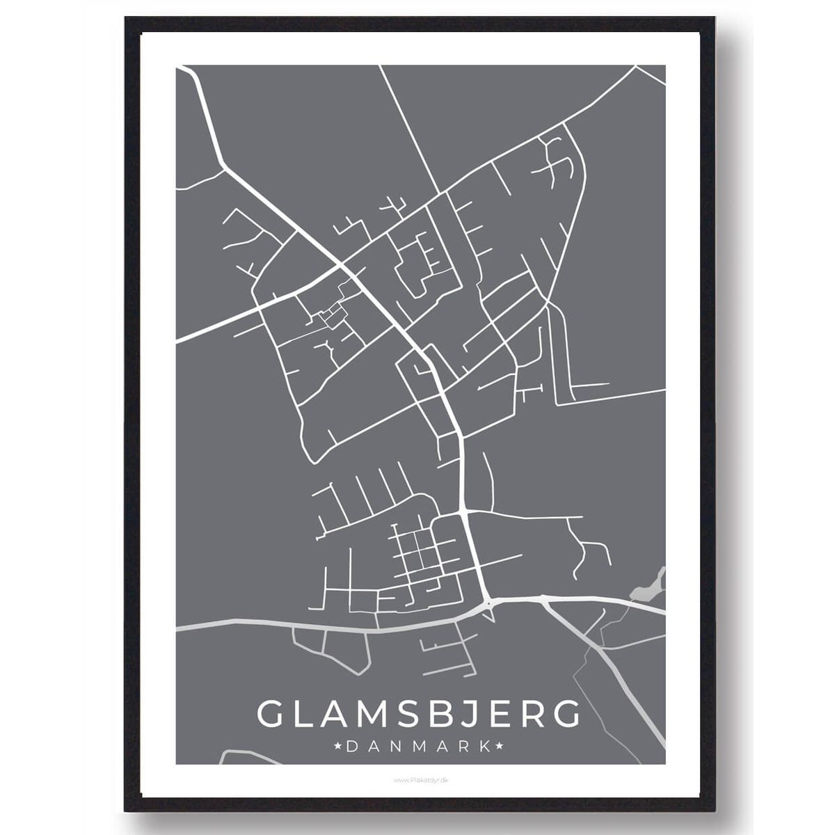 Glamsbjerg by plakat - grå (Størrelse: L - 50x70cm (B2))