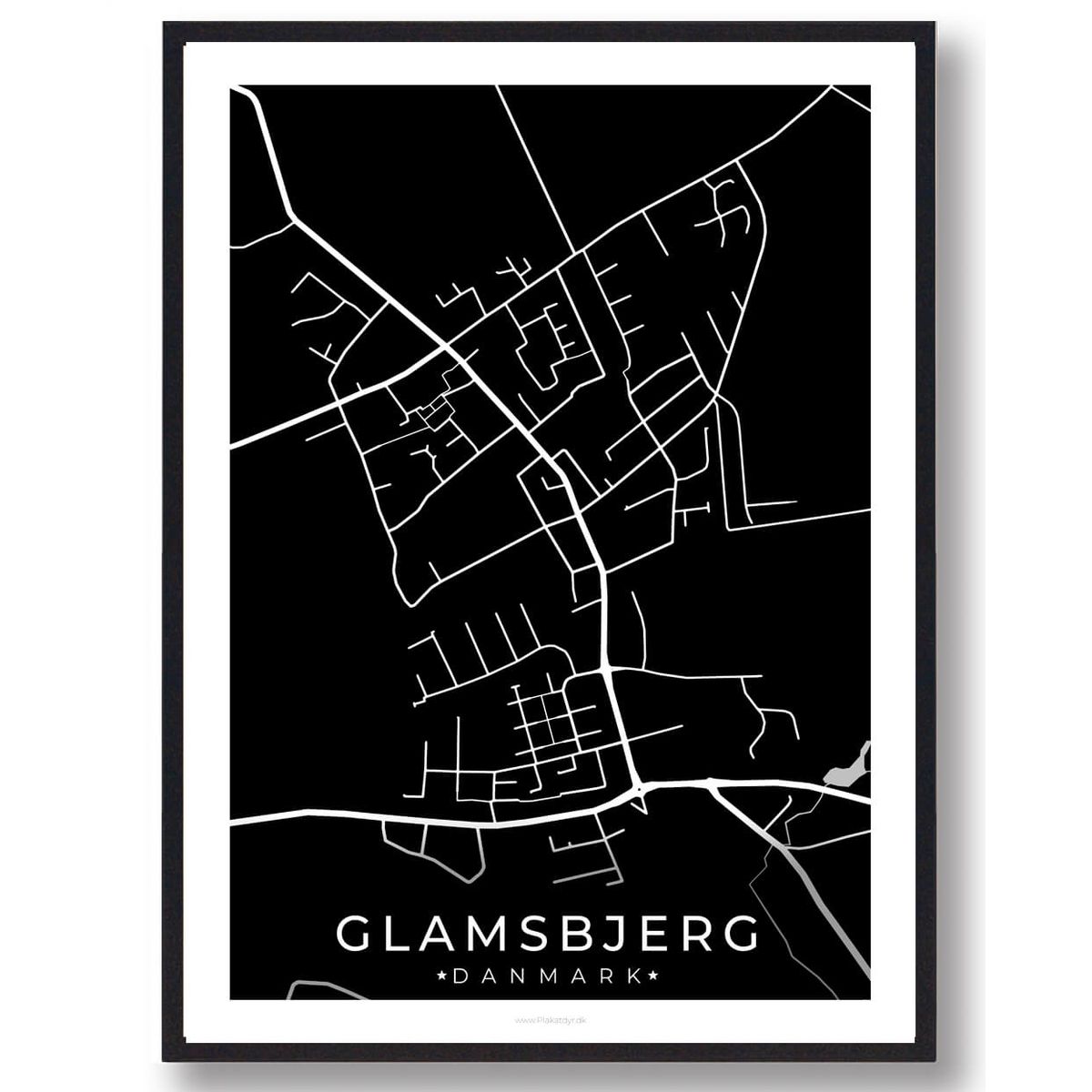 Glamsbjerg by plakat - sort (Størrelse: L - 50x70cm (B2))