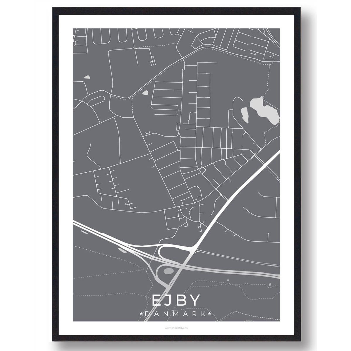 Ejby by plakat - grå (Størrelse: L - 50x70cm (B2))