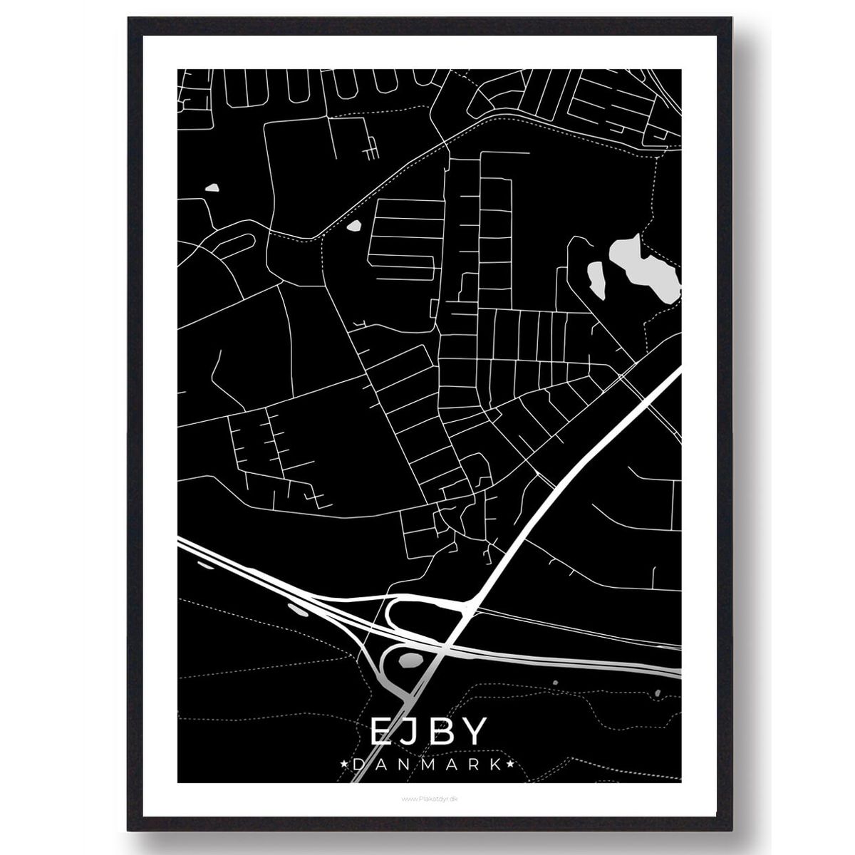 Ejby by plakat - sort (Størrelse: L - 50x70cm (B2))