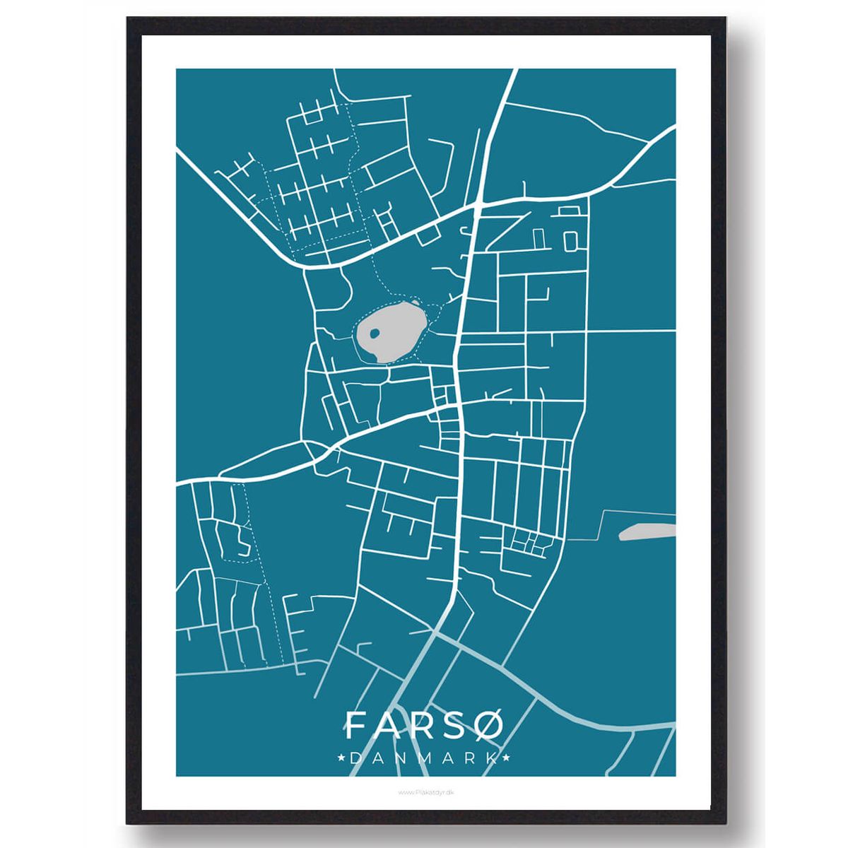 Farsø by plakat - blå (Størrelse: L - 50x70cm (B2))