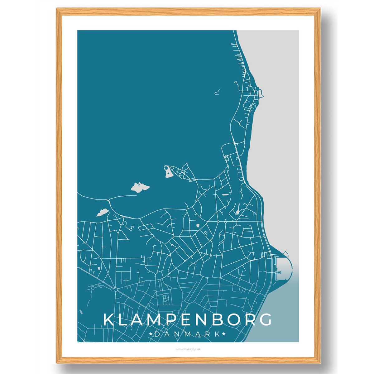 Klampenborg by plakat - blå (Størrelse: L - 50x70cm (B2))