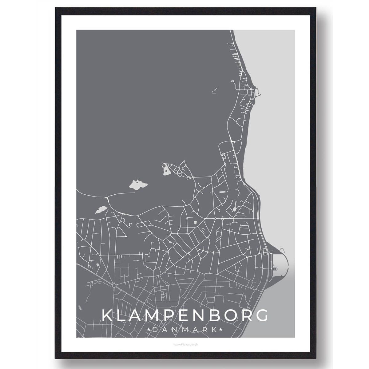 Klampenborg by plakat - grå (Størrelse: L - 50x70cm (B2))