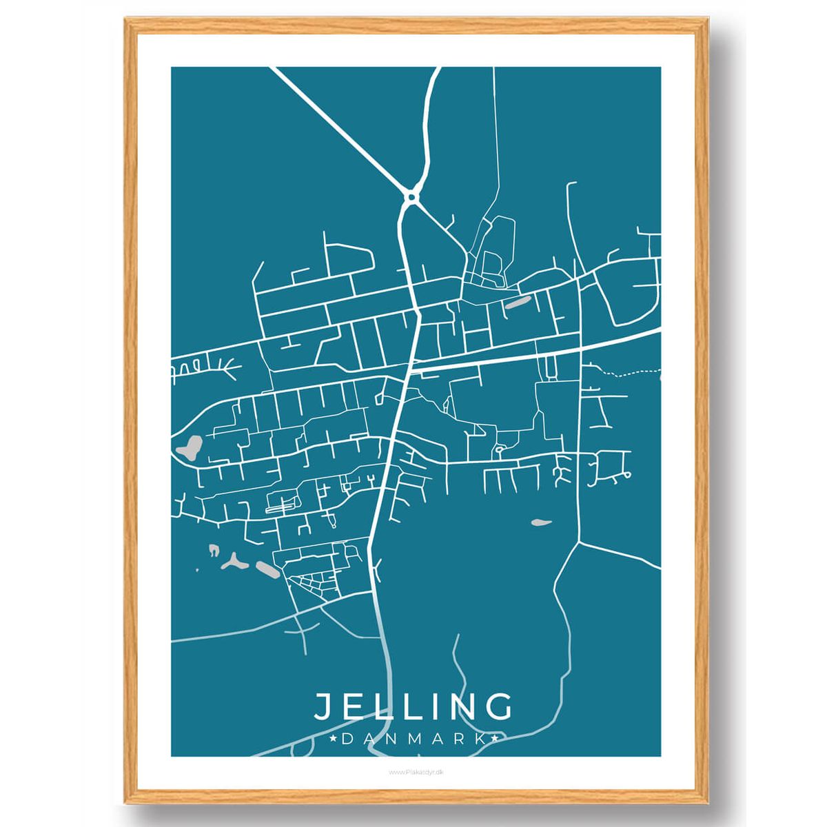 Jelling by plakat - blå (Størrelse: L - 50x70cm (B2))