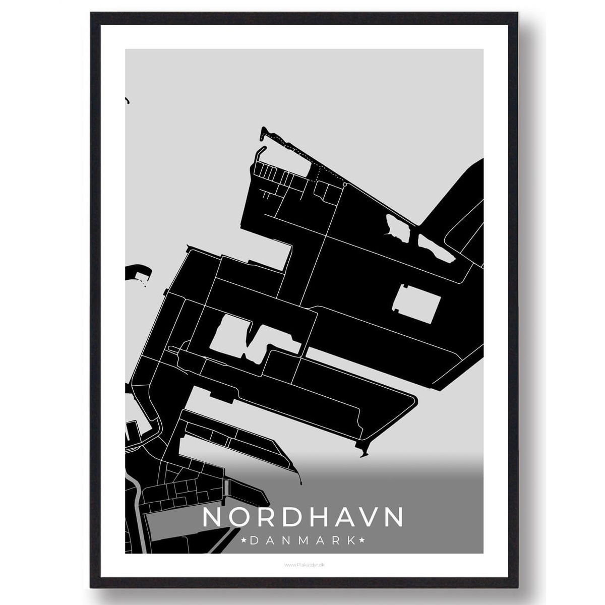 Nordhavn by plakat - sort (Størrelse: L - 50x70cm (B2))