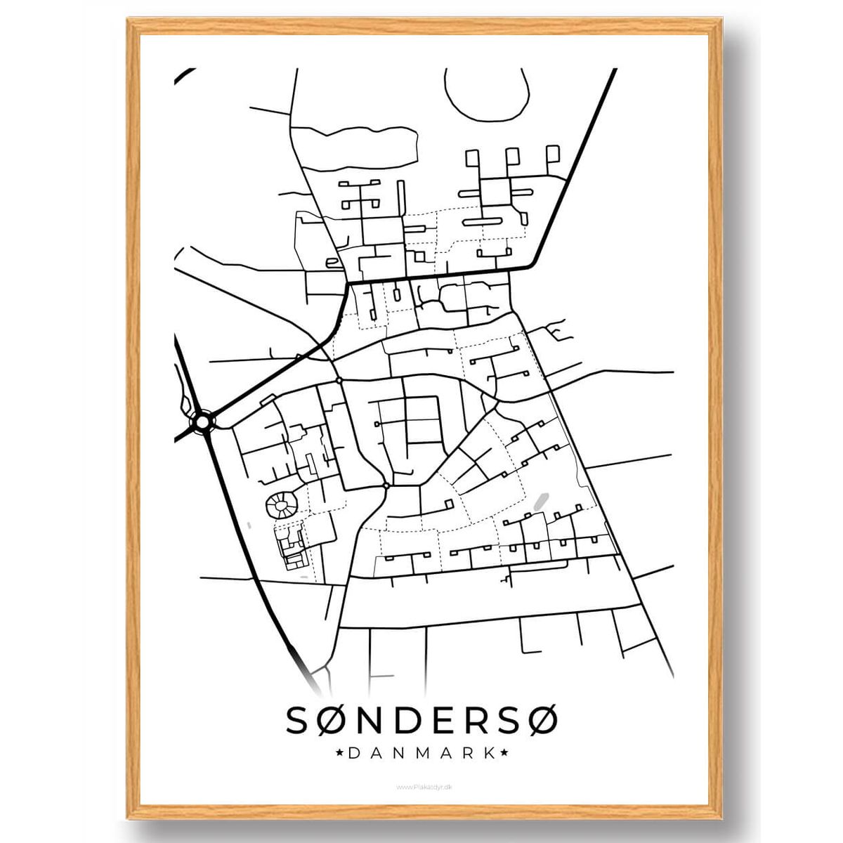 Søndersø by plakat - hvid (Størrelse: L - 50x70cm (B2))