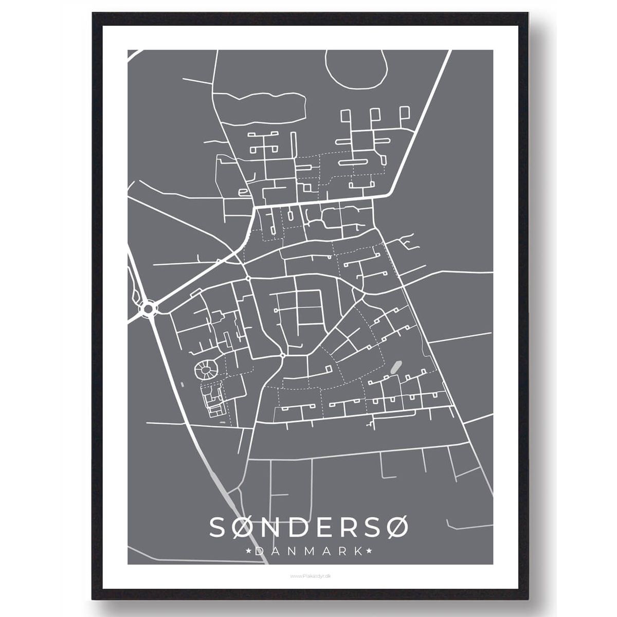 Søndersø by plakat - grå (Størrelse: L - 50x70cm (B2))